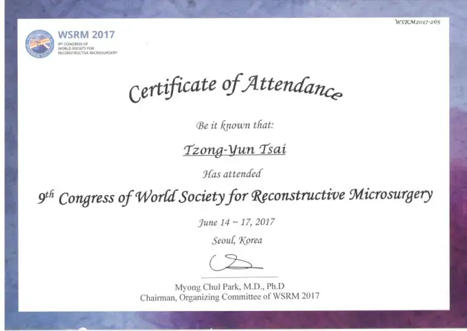 WSRM 2017 參加證明